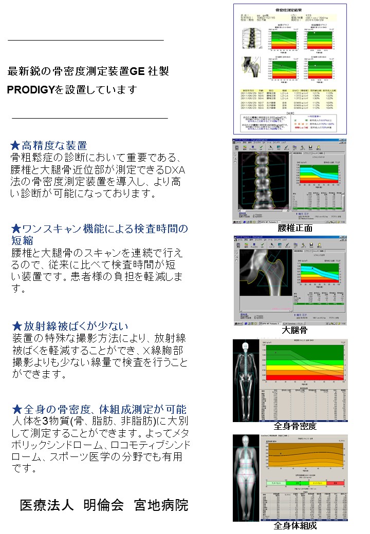 宮地病院　骨密度測定装置PRODIGYの説明